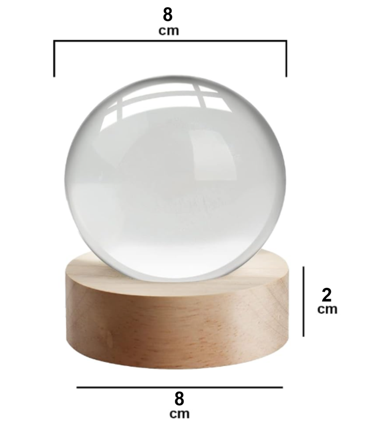 3D Kristallen Hart Bol LED Nachtlamp – Houten Basis & Hologram Effect – Romantische Woondecoratie