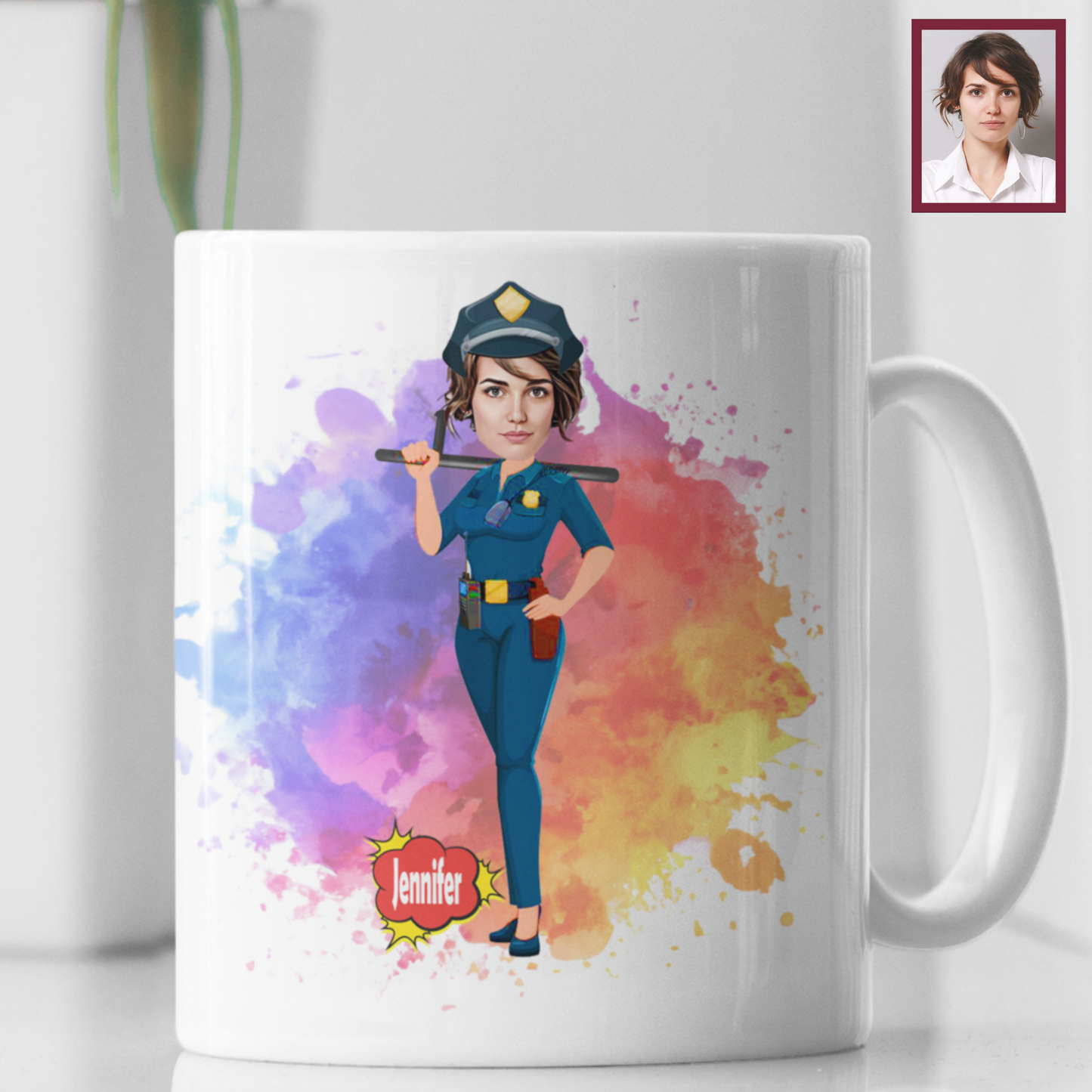 Gepersonaliseerde Lady Police Bedrukte Mok