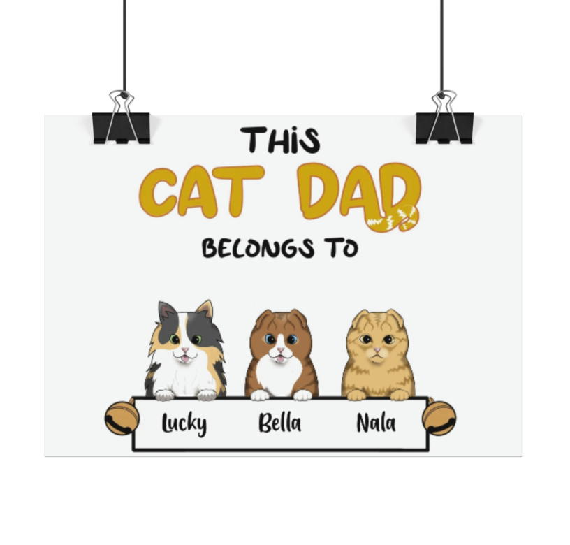 Horizontale matte poster met gepersonaliseerd kattenvaders-ontwerp