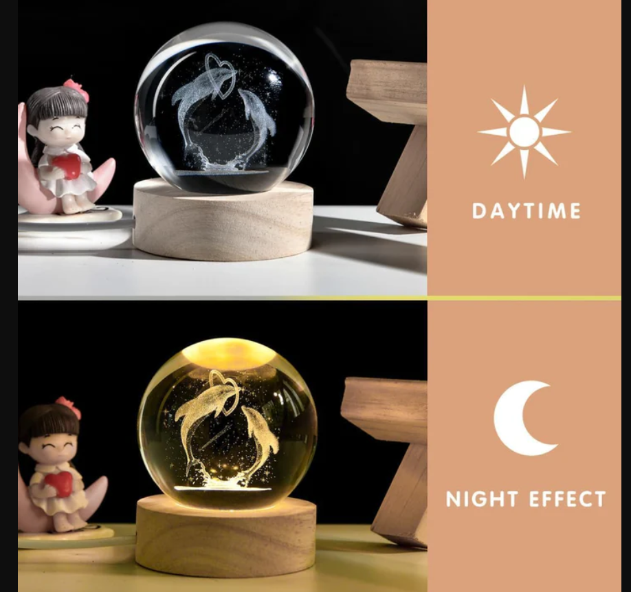 3D Dolfijn LED Kristallen Nachtlamp - Stijlvolle en Rustgevende Verlichting