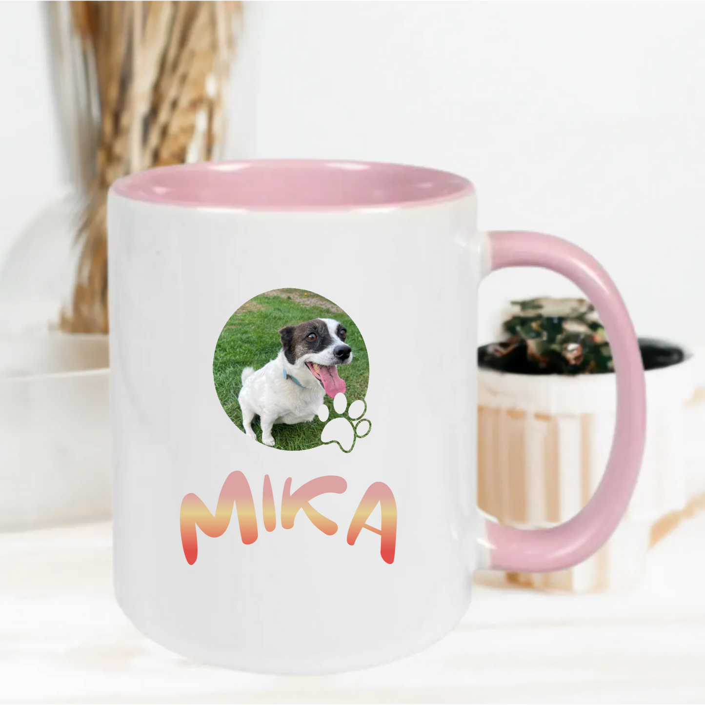 Gepersonaliseerde Hondenfoto Mok – Naam & Kleuropties