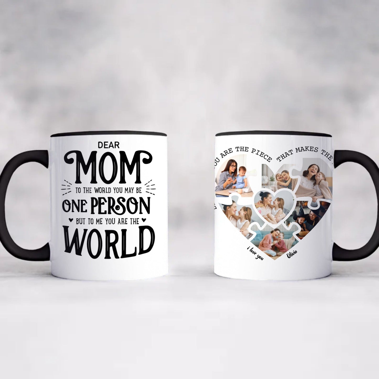 Gepersonaliseerde mok met foto en tekst voor de moeder