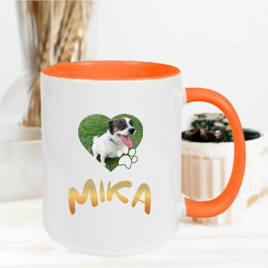 Gepersonaliseerde Hondenfoto Mok – Naam & Kleuropties