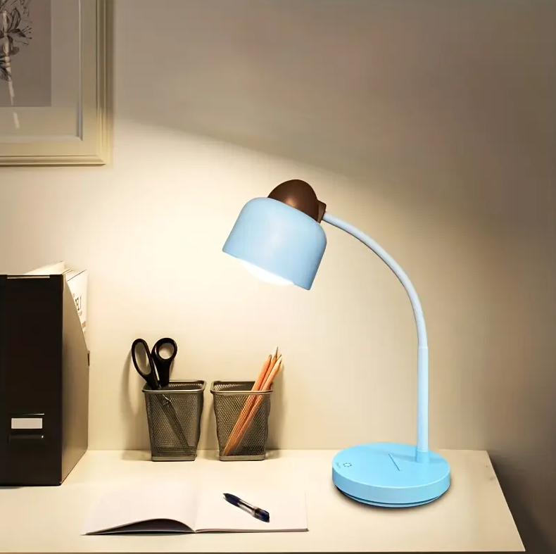 LED Bureaulamp – USB Oplaadbaar, Flexibele Arm en Aanraakgevoelige Bediening | Oogvriendelijke Moderne Tafellamp (Roze / Wit / Blauw)