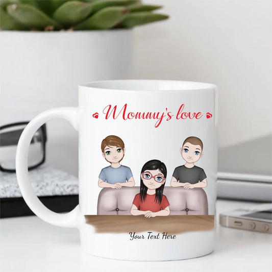 Gepersonaliseerde mok met "Moomy's Love" ontwerp