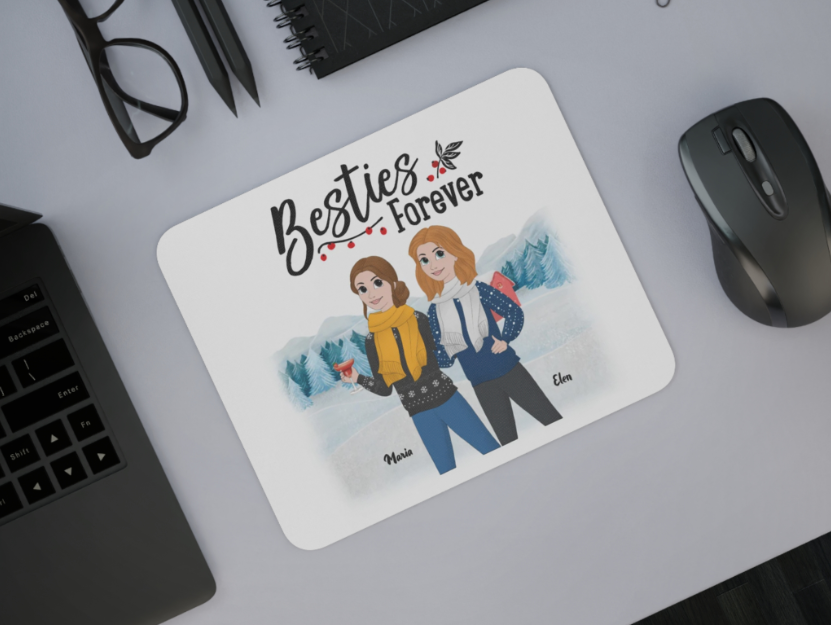 Gepersonaliseerde "Besties Forever" bedrukte muismat