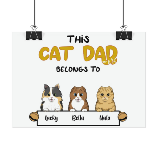 Horizontale matte poster met gepersonaliseerd kattenvaders-ontwerp