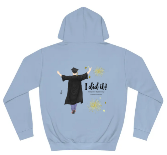 Gepersonaliseerde unisex hoodie ontworpen met afstuderen