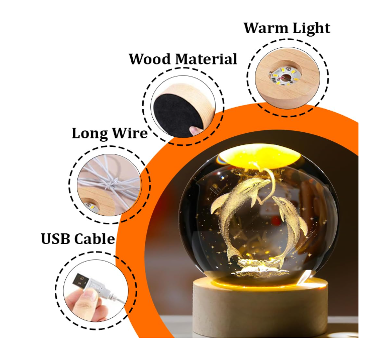 3D Dolfijn LED Kristallen Nachtlamp - Stijlvolle en Rustgevende Verlichting