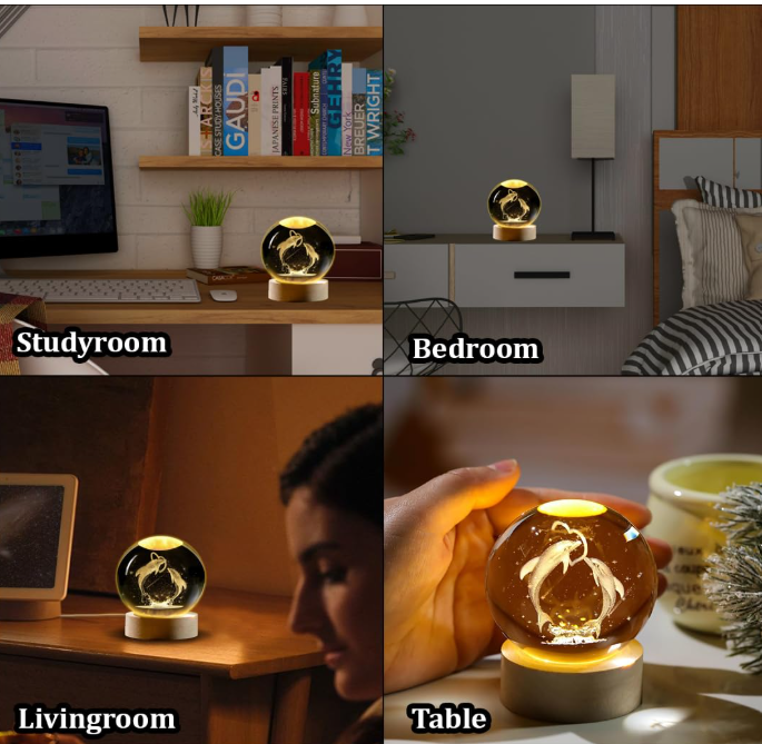 3D Dolfijn LED Kristallen Nachtlamp - Stijlvolle en Rustgevende Verlichting