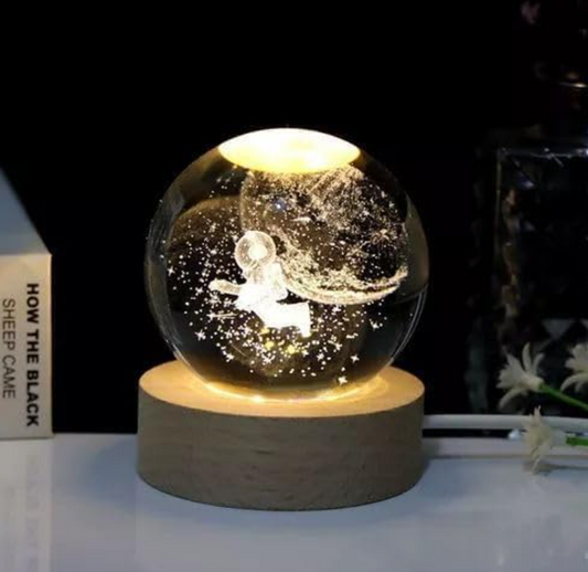 LED 3D Kristallen Astronaut Lamp – Maan & Ster Sfeerverlichting