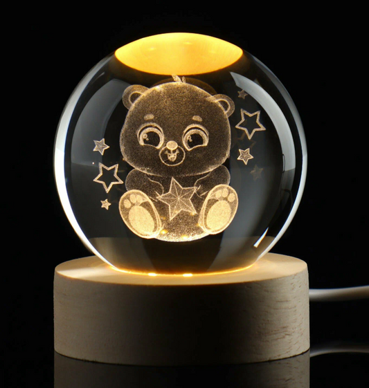 LED 3D Kristallen Beer Sfeerbol – 6 cm & 8 cm