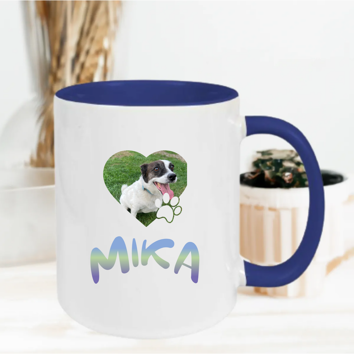 Gepersonaliseerde Hondenfoto Mok – Naam & Kleuropties