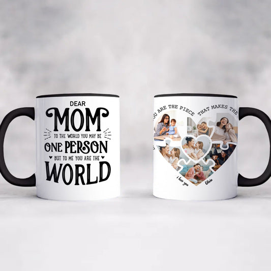 Gepersonaliseerde mok met foto en tekst voor de moeder