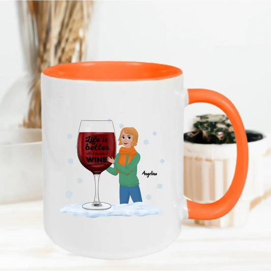 Het leven is beter met een glas wijn ontwerp persoonlijke mok