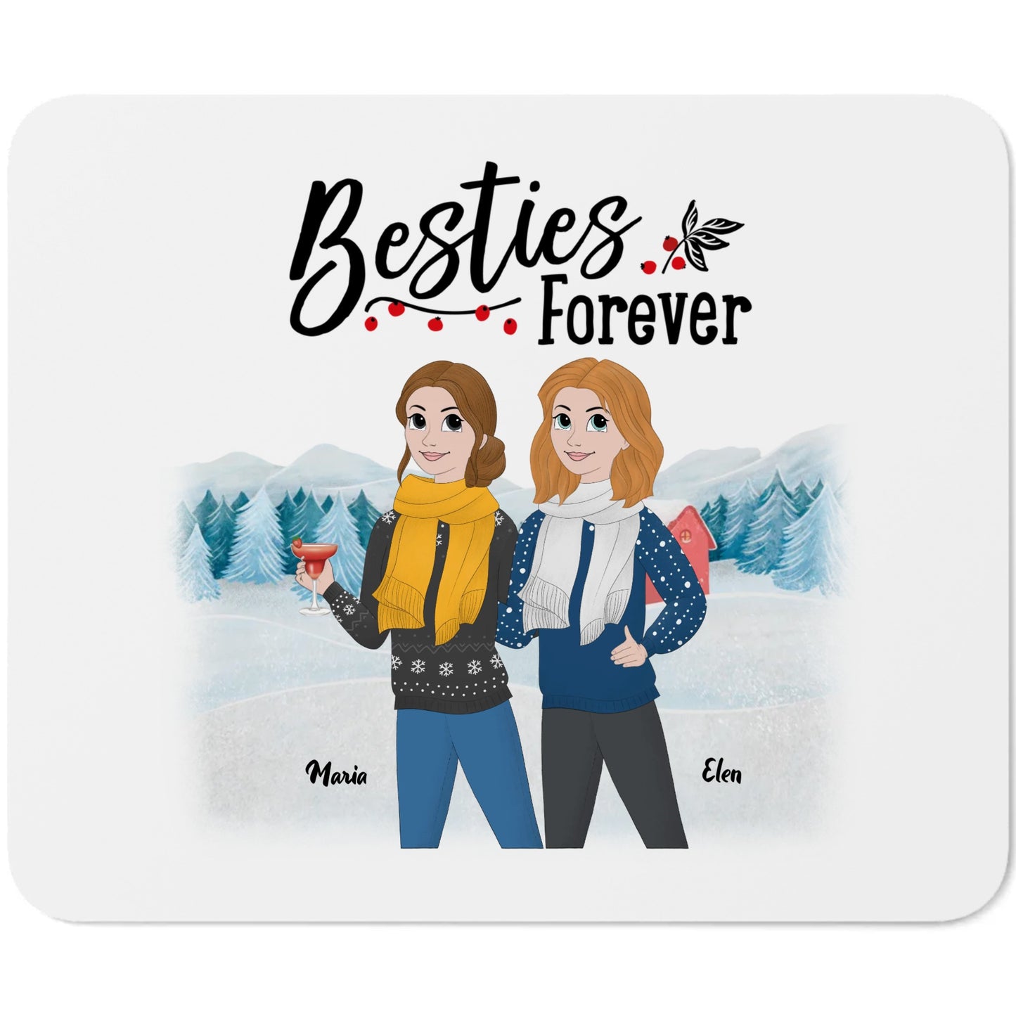 Gepersonaliseerde "Besties Forever" bedrukte muismat