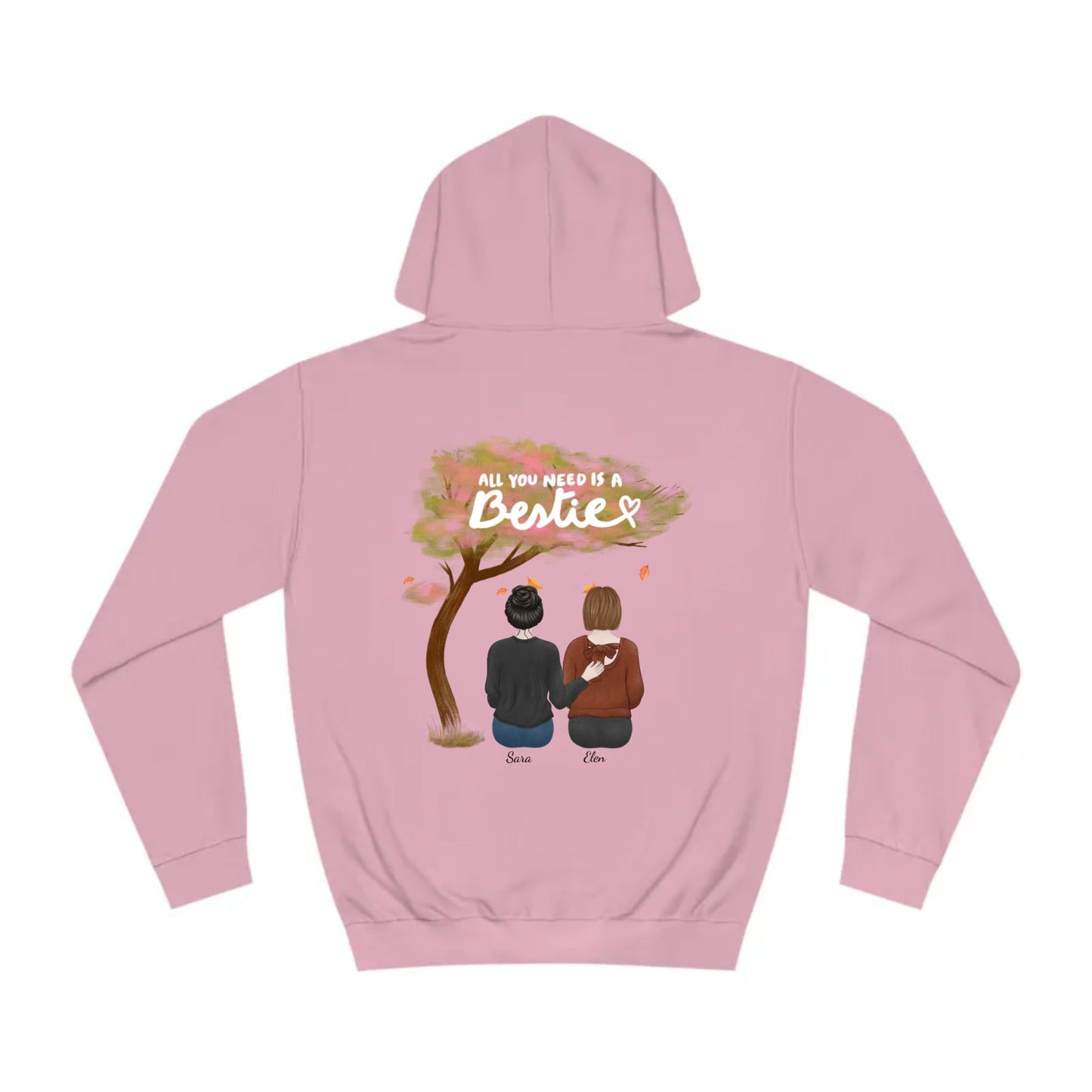 Best Friends Unisex College Pink Hoodie