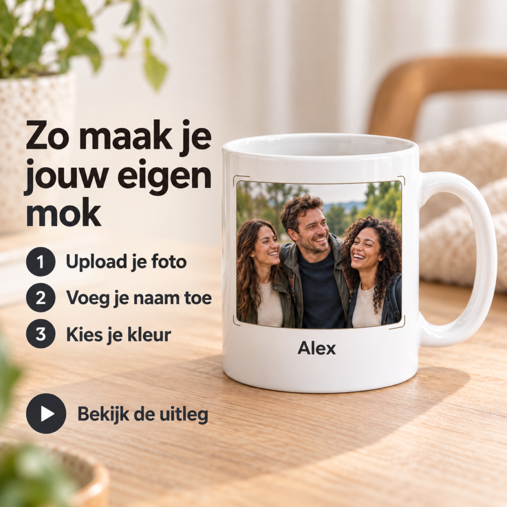 Mok met foto en tekst personaliseren