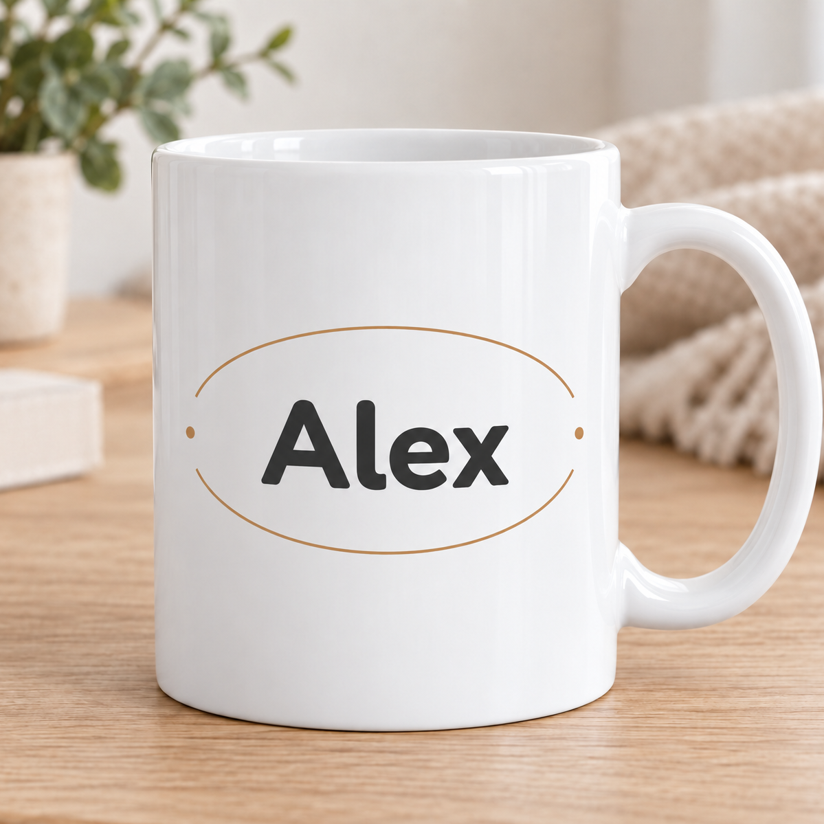 Mok met naam Alex in Warm beige