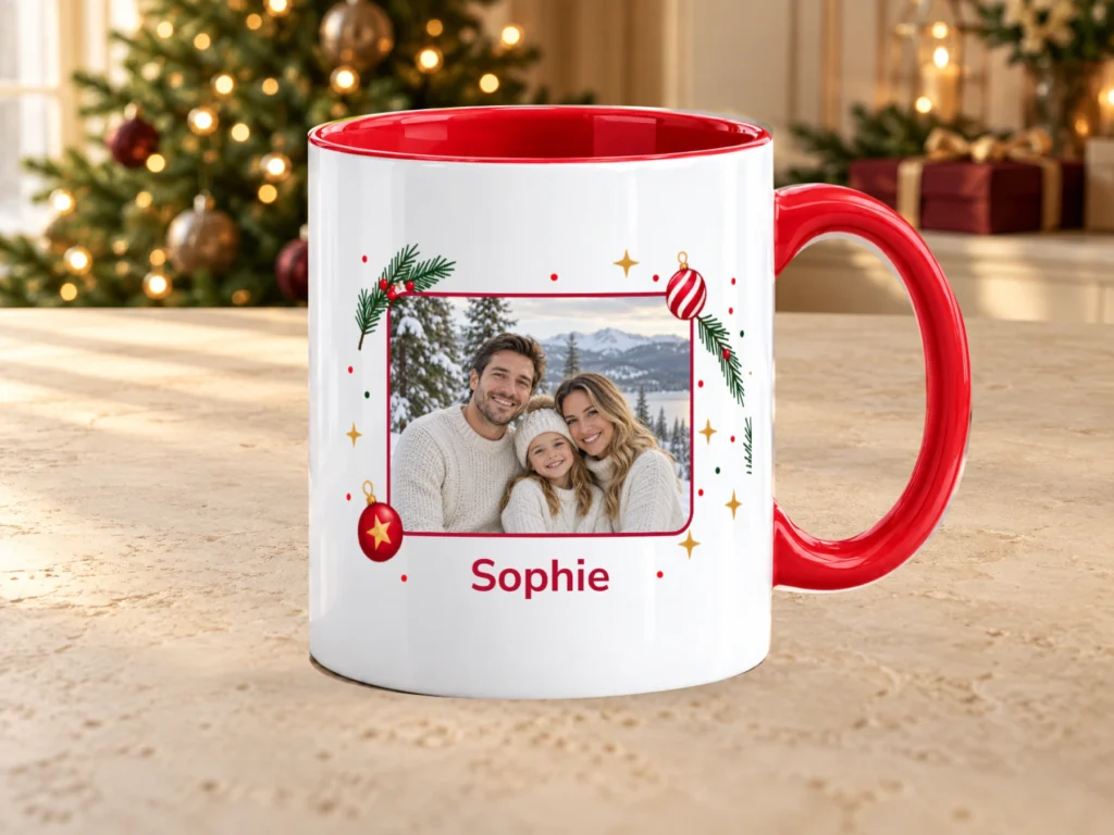Kerst mok met foto en naam – Gepersonaliseerde mok